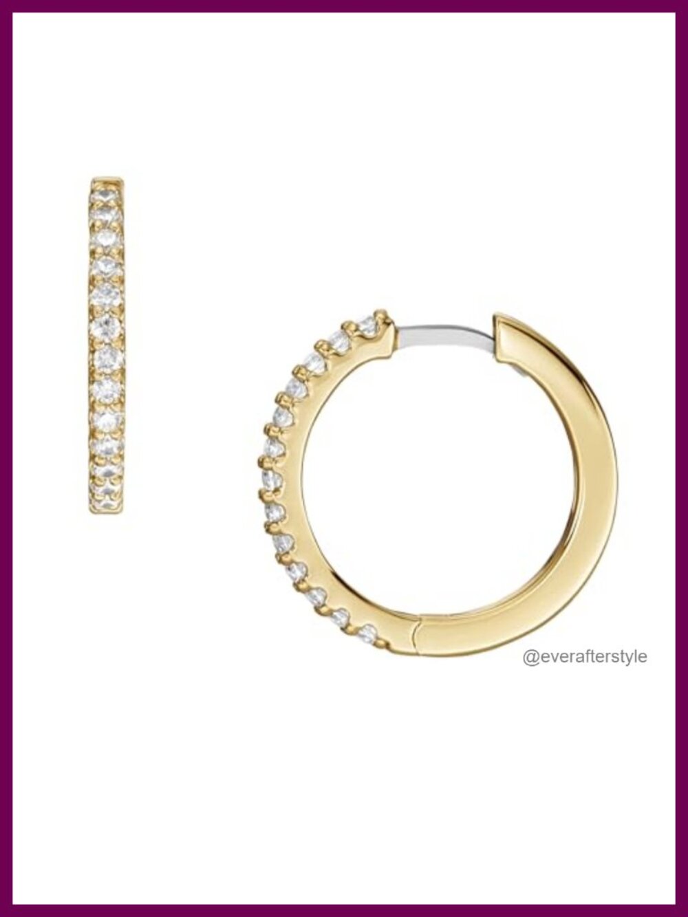 Fossil Ellis Pave Glitz Brass Hoop Earrings for Women